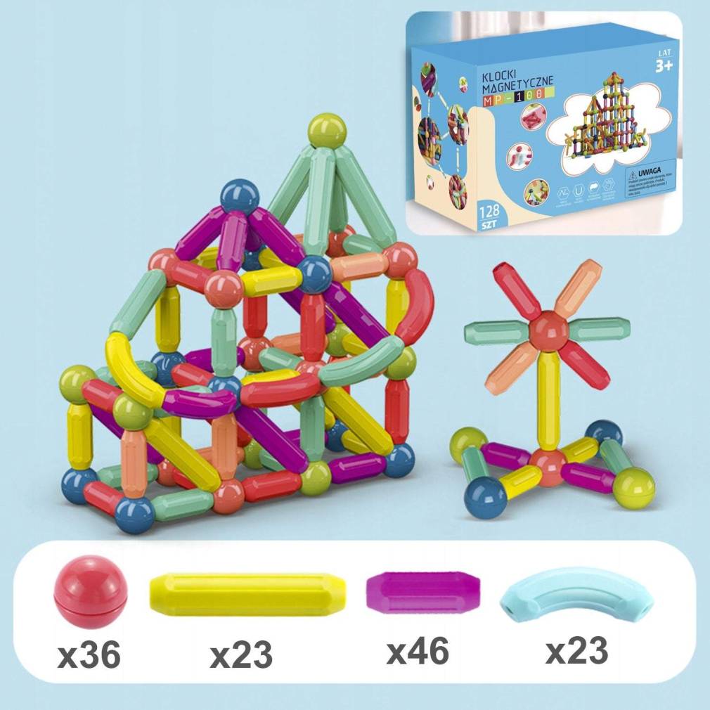 Magnētisko bloku komplekts 100 elementi
