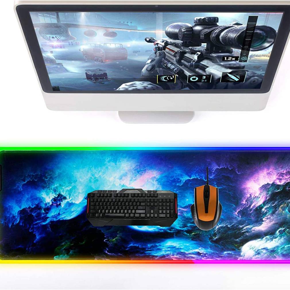 Spēļu peles paliktnis kosmoss RGB  80x30cm