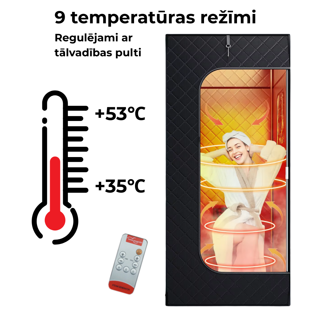 Tvaika pirts portatīvā mājas sauna, 1000W 3L ģenerators ar tālvadības pulti, StoreXO