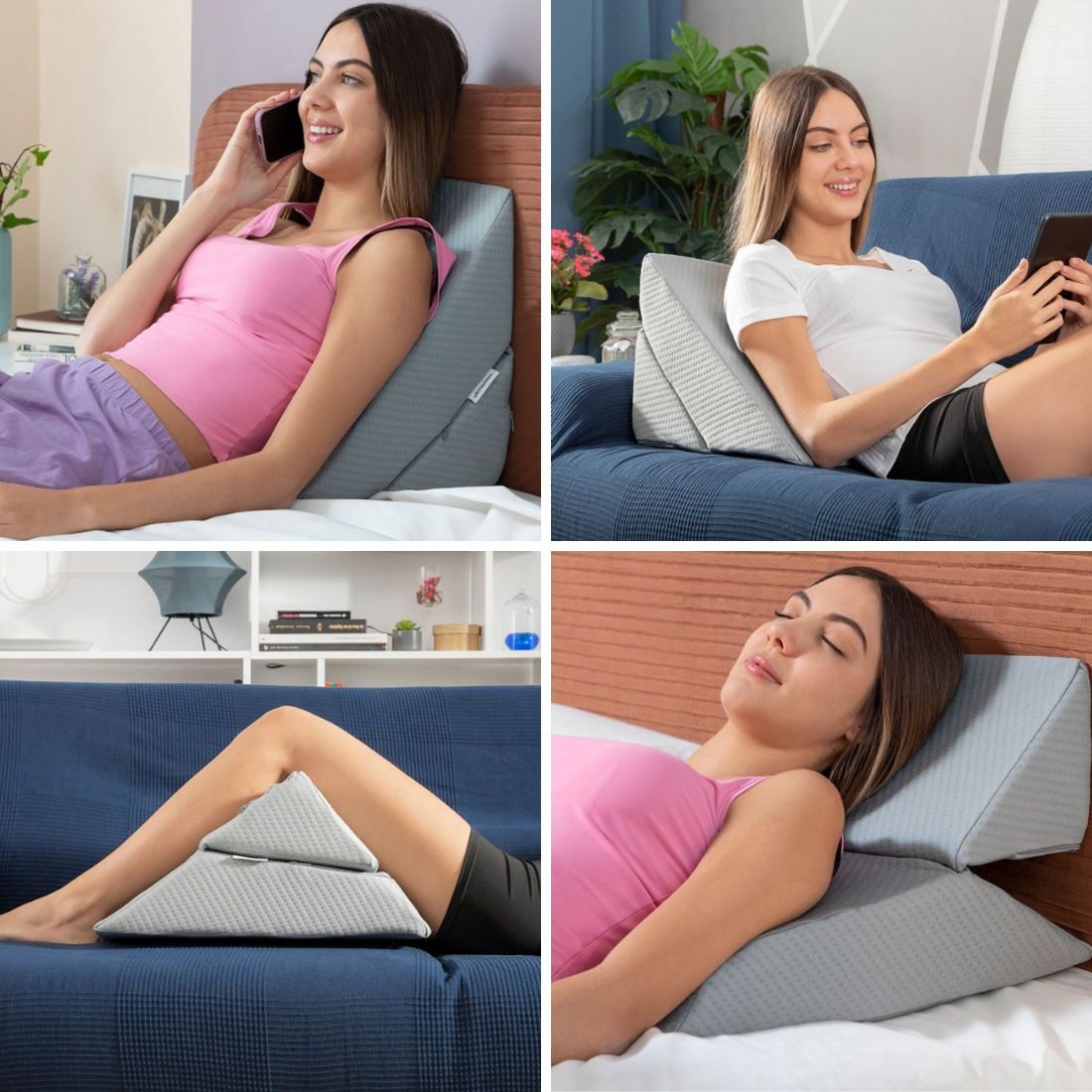 Daudzpozīciju divdaļīgs spilvens-trijstūris