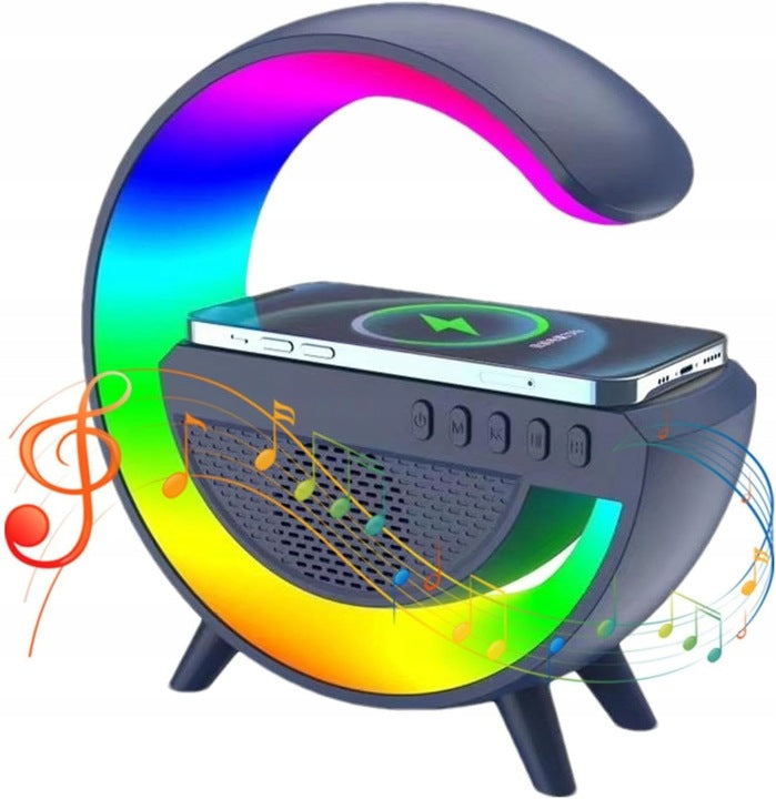 Led lampa ar lādētāju Qi un Bluetooth