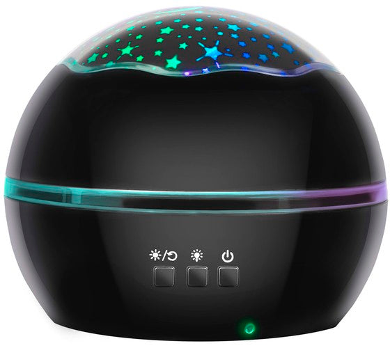 Nakts lampa ar projektoru - melna