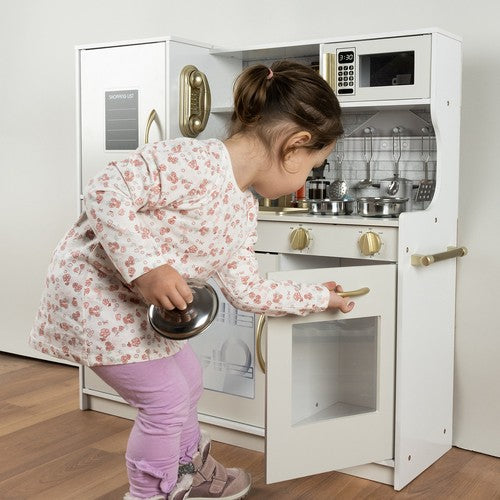 Koka virtuve - balta/zelta