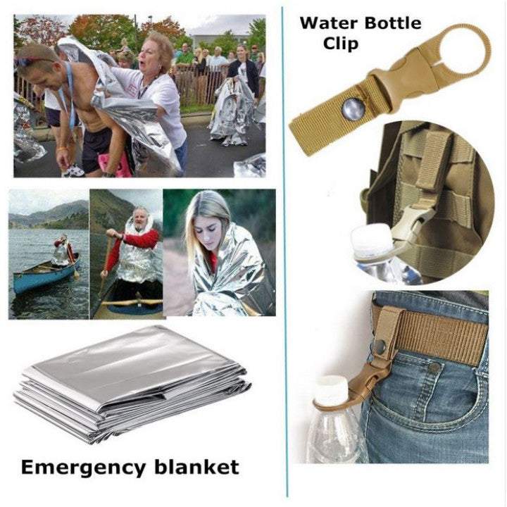 Izdzīvošanas komplekts 10 piederumi (daudzfunkcionālā vizītkarte, nazis, taktiskā pildspalva, lukturis)