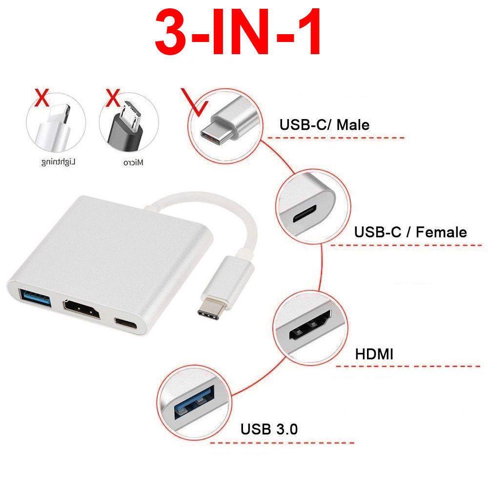 Adapteris,sadalītājs USB Type-C (USB 3.0, HDMI, Type-C)
