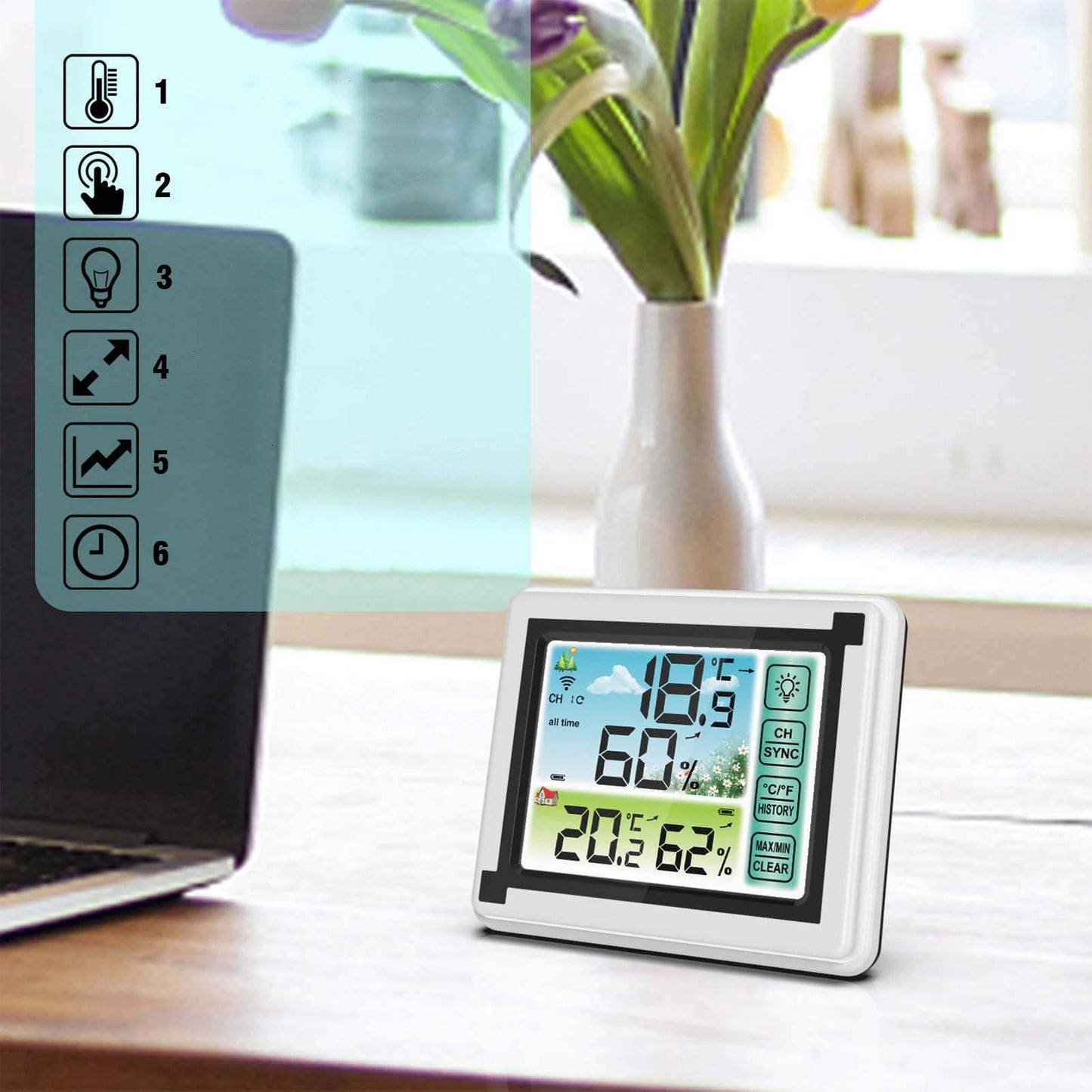 Meteostacija ar ekrānu un ārējo sensoru