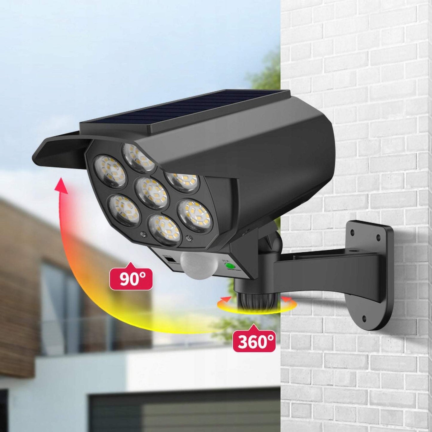 Āra lampa, viltus kamera ar saules paneli un tālvadības pulti