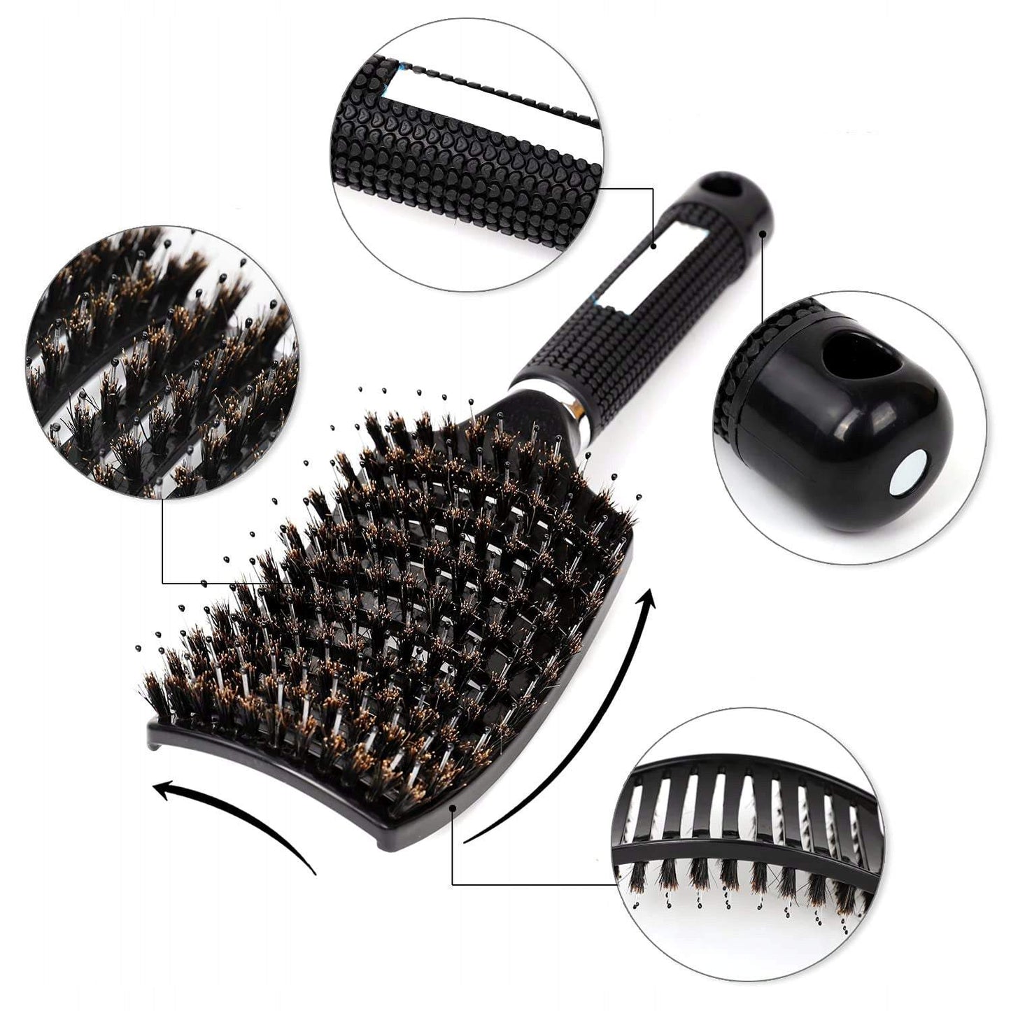 Masāžas matu ķemme ar vepila sariem XL