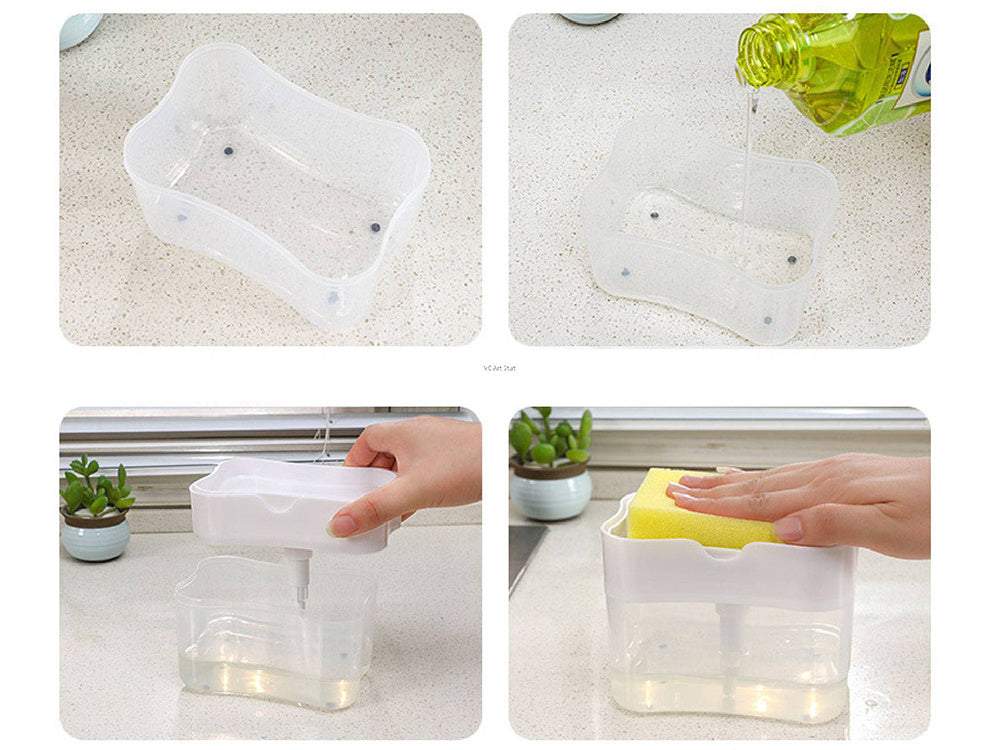 Šķidru ziepju dozators virtuves švammēm, turētājs 2in1