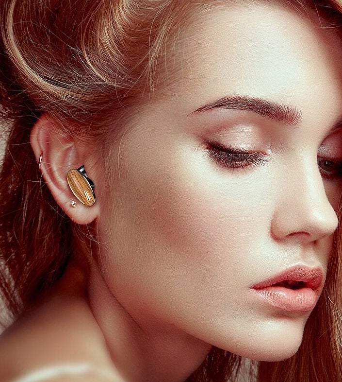 Bezvadu austiņas Bluetooth koka dizaina korpusā