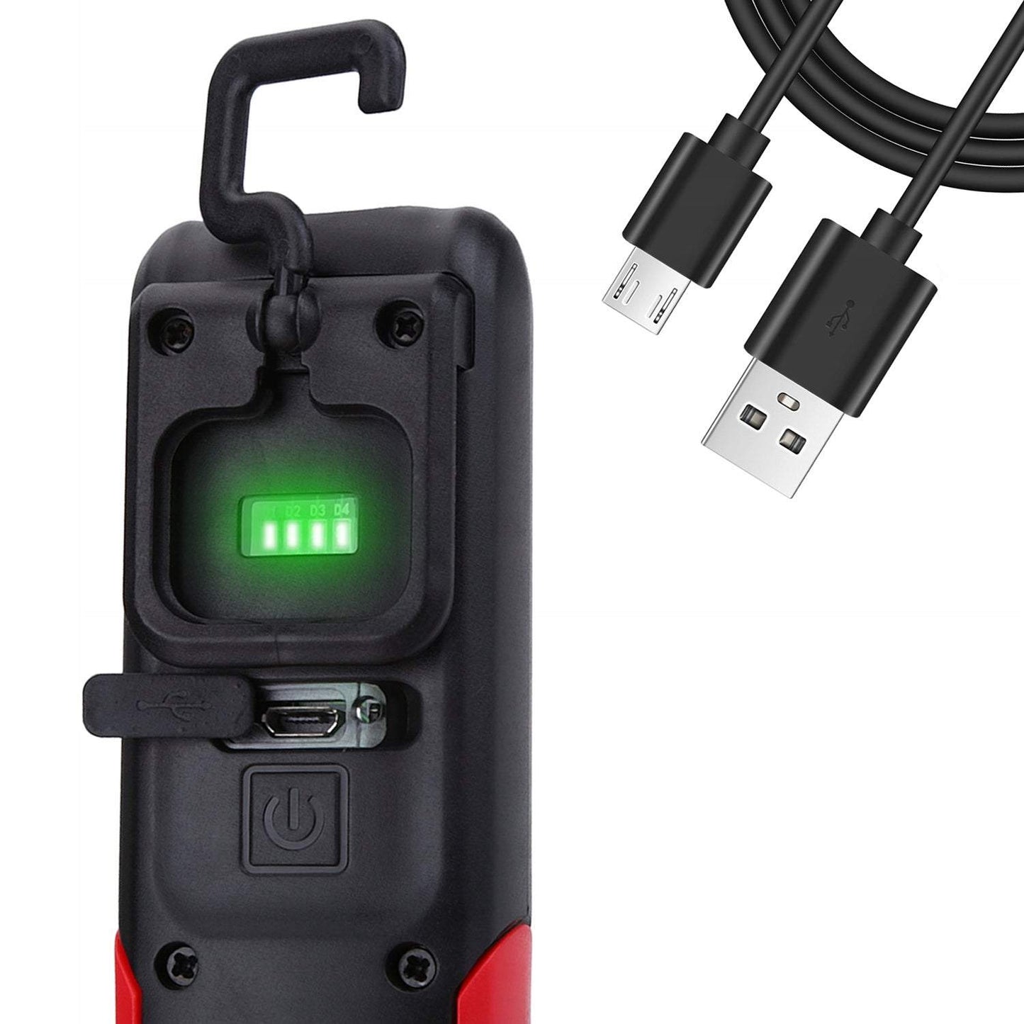 Darbnīcas LED lampa ar āķi un USB uzlādi