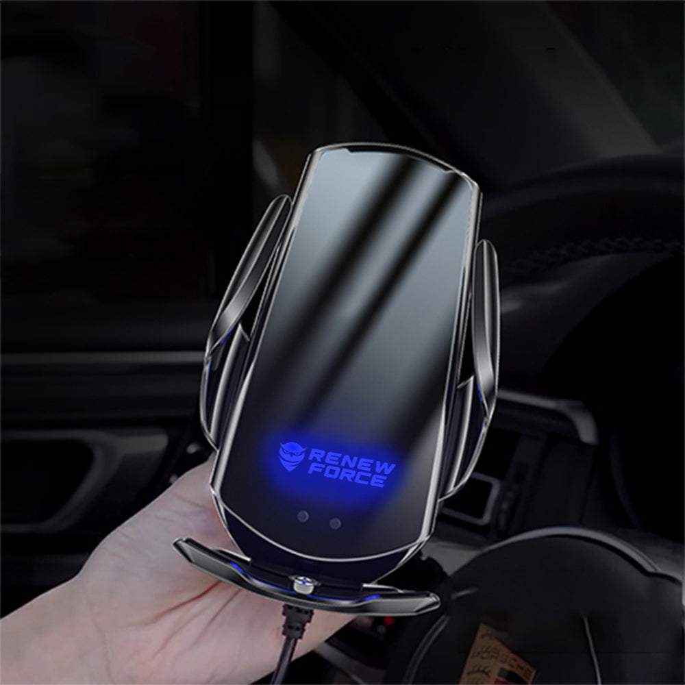 Bezvadu telefona lādētājs ar telefona turētāju automašīnai