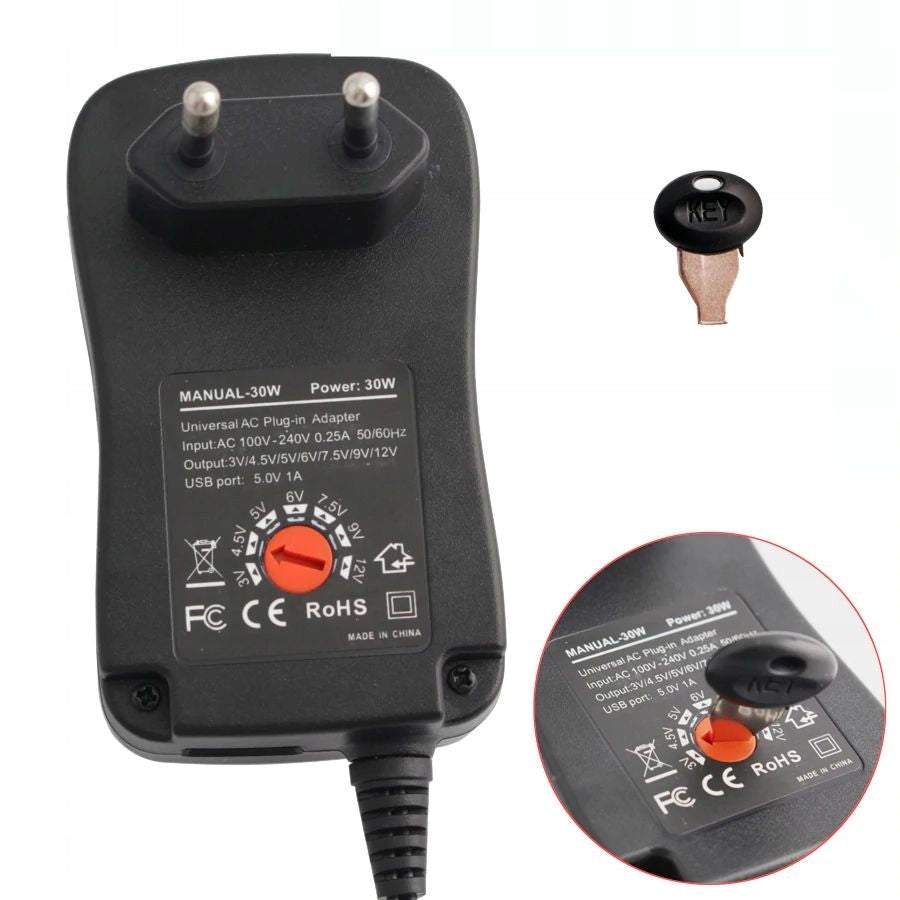 Universāls maiņstrāvas adapteris ar 6 maināmie uzgaļiem