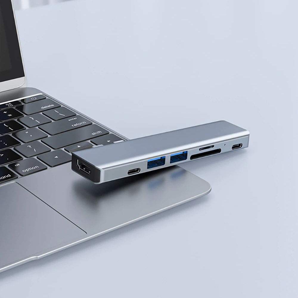 USB adapteris priekš Macbook 8in1 (2x USB 3.0, SD, HDMI, Type-C)