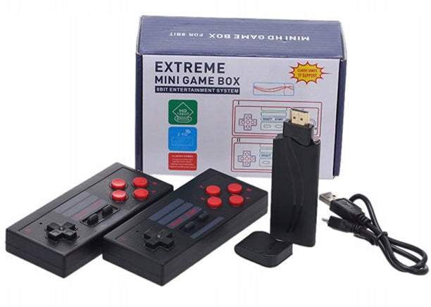 Retro TV konsole ar divām bezvadu pultīm un 818spēlēm