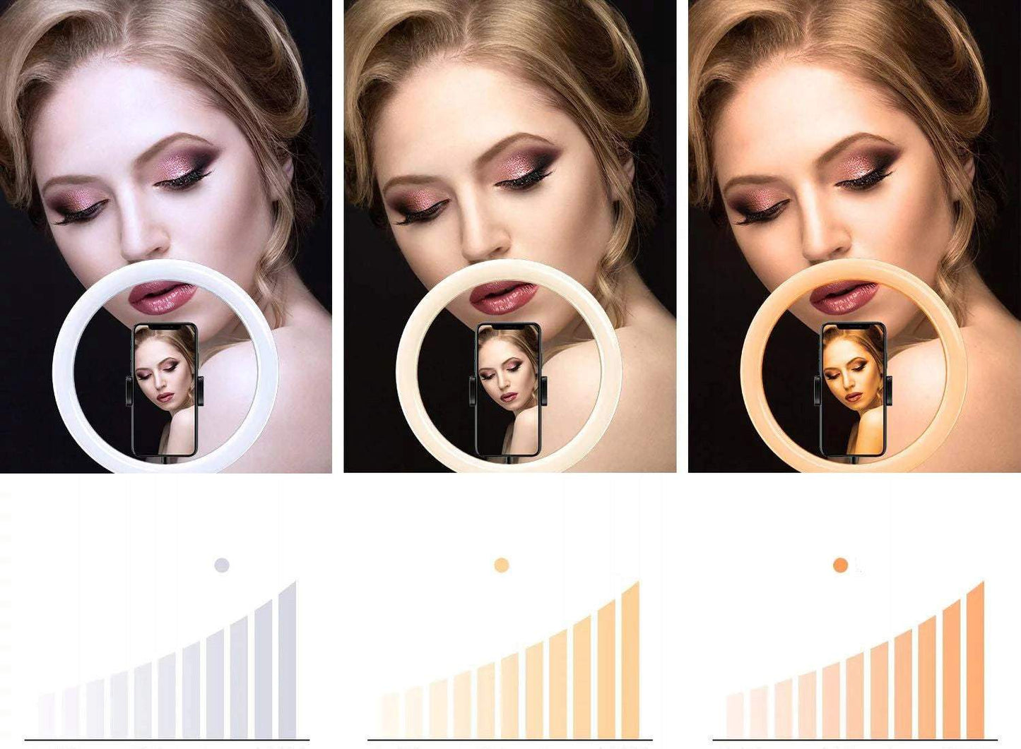 LED riņķis, gredzenveida lampa ar 2m statīvu un telefona turētāju