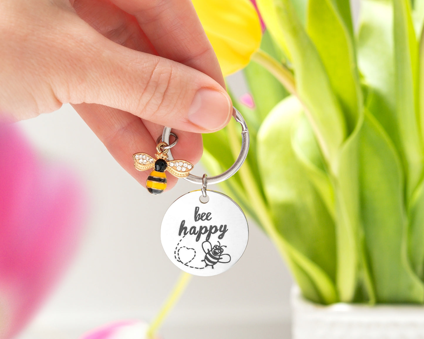 Atslēgu piekariņš - BEE HAPPY