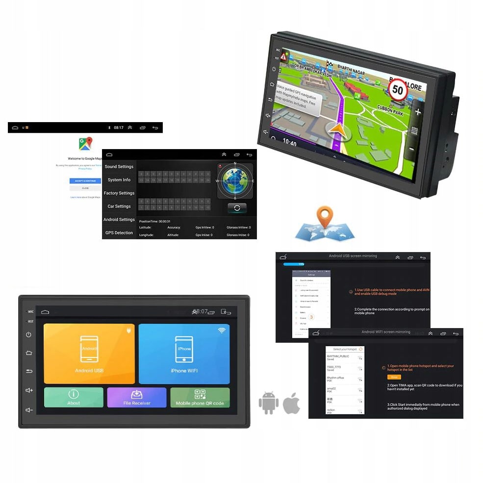 Auto radio ar LCD displeju Android