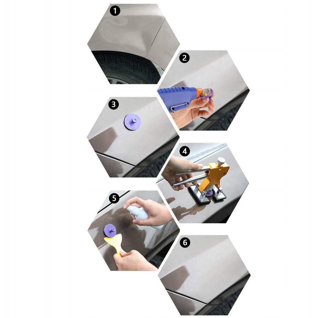 Automašīnas virsbūves labošanas komplekts, buktes iztaisnotājs