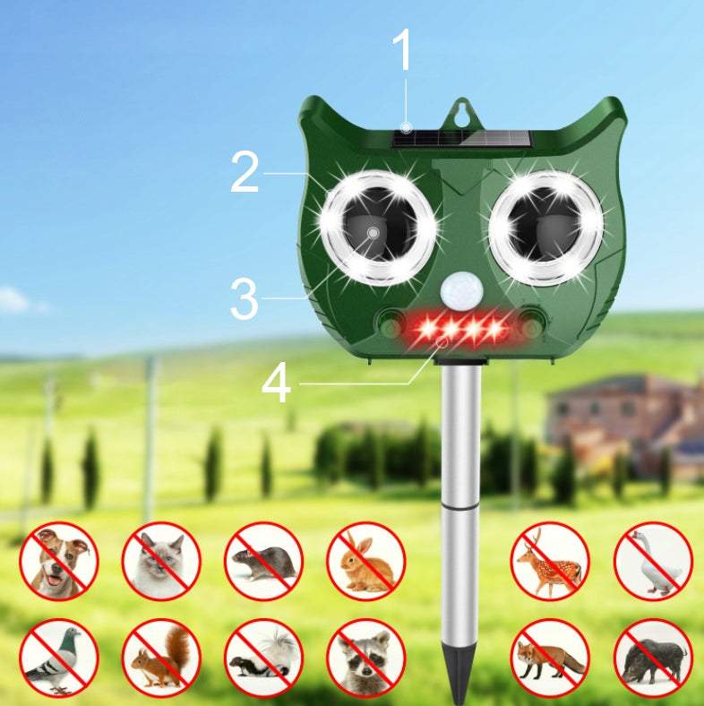 Ultraskaņas dzīvnieku atbaidītājs ar saules paneli