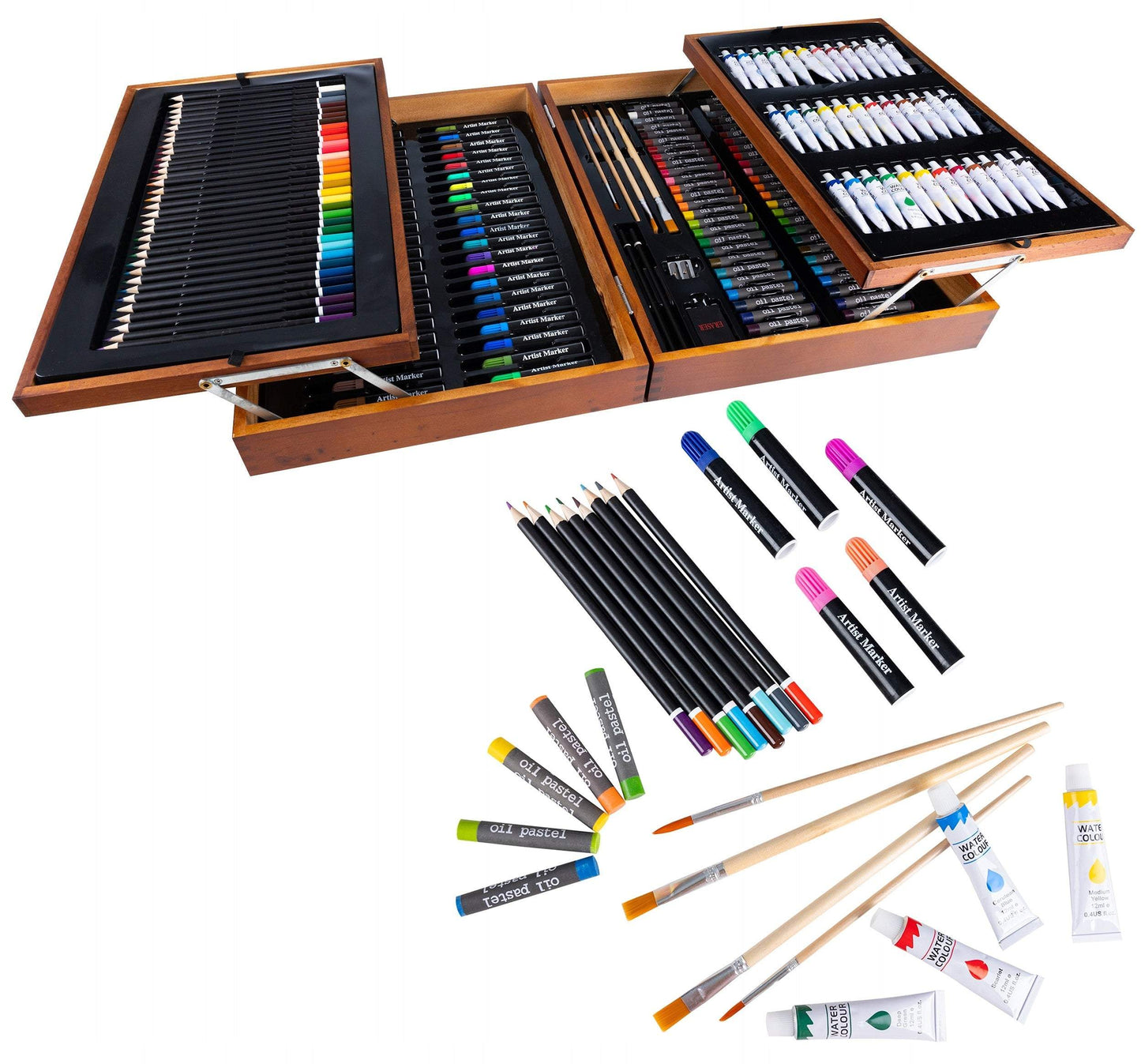 Mākslas komplekts koka koferī 174 gab.