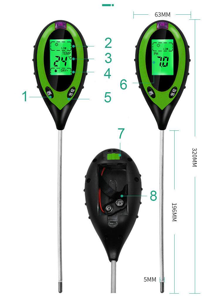 Elektroniskais augsnes PH skābes mērītājs