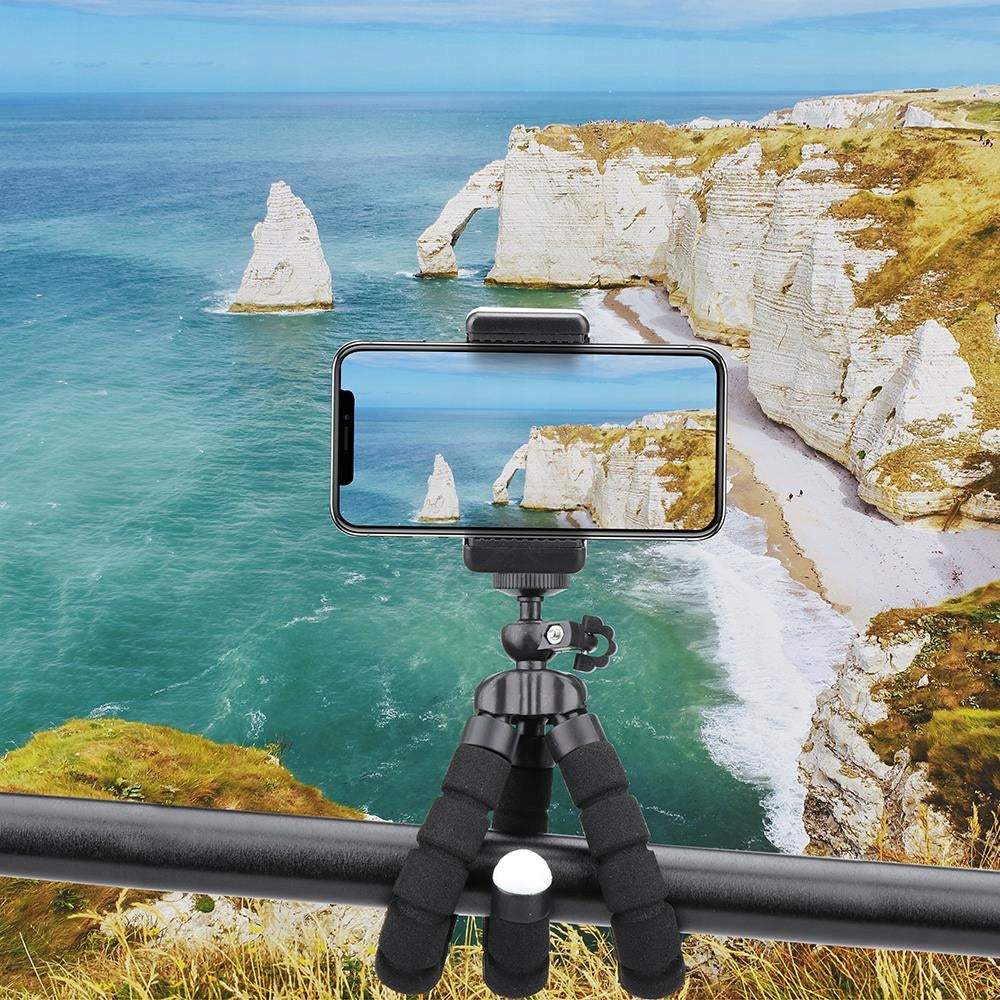 Statīvu komplekts telefonam, divu trīskāju komplekts ar telefona turētāju un tālvadības pulti