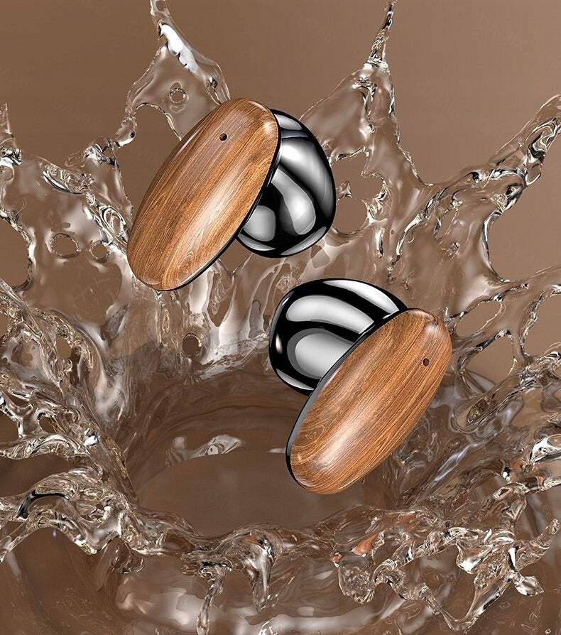 Bezvadu austiņas Bluetooth koka dizaina korpusā