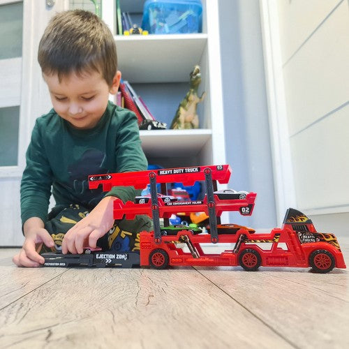 Kravas automašīnas komplekts ar 6 viieglajiem auto