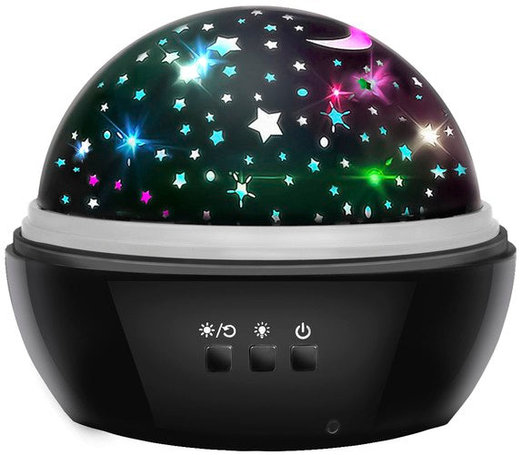 Nakts lampa ar projektoru - melna