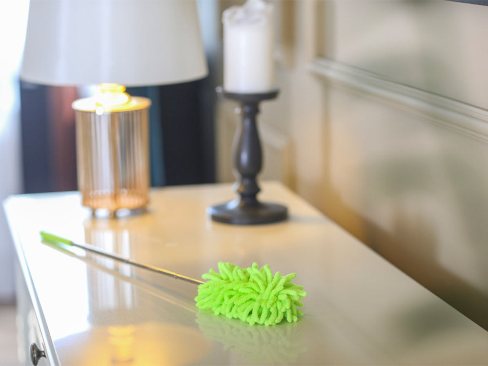 Teleskopiska, gara, salokāma mikrošķiedras netīrumu slota