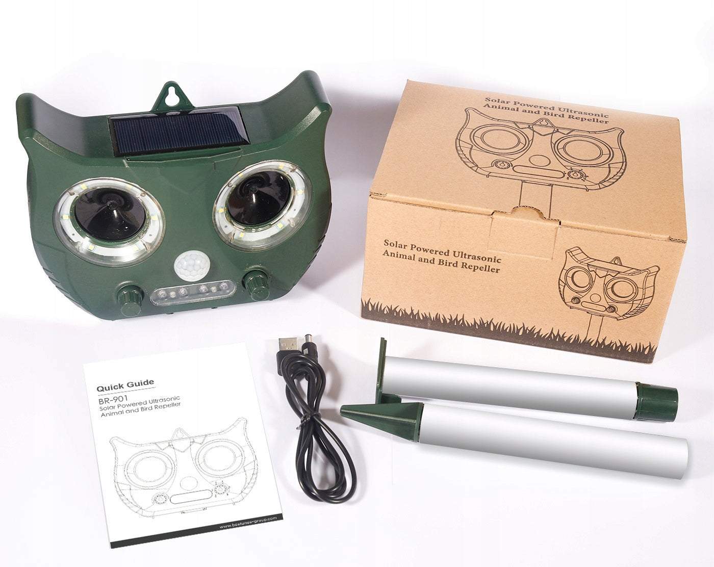 Ultraskaņas dzīvnieku atbaidītājs ar saules paneli