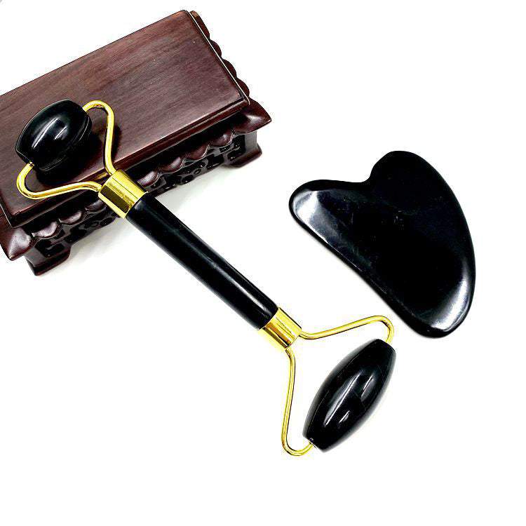 Nefrīta rullītis, Jade Roller ar Gua Sha no melnā obsidiāna