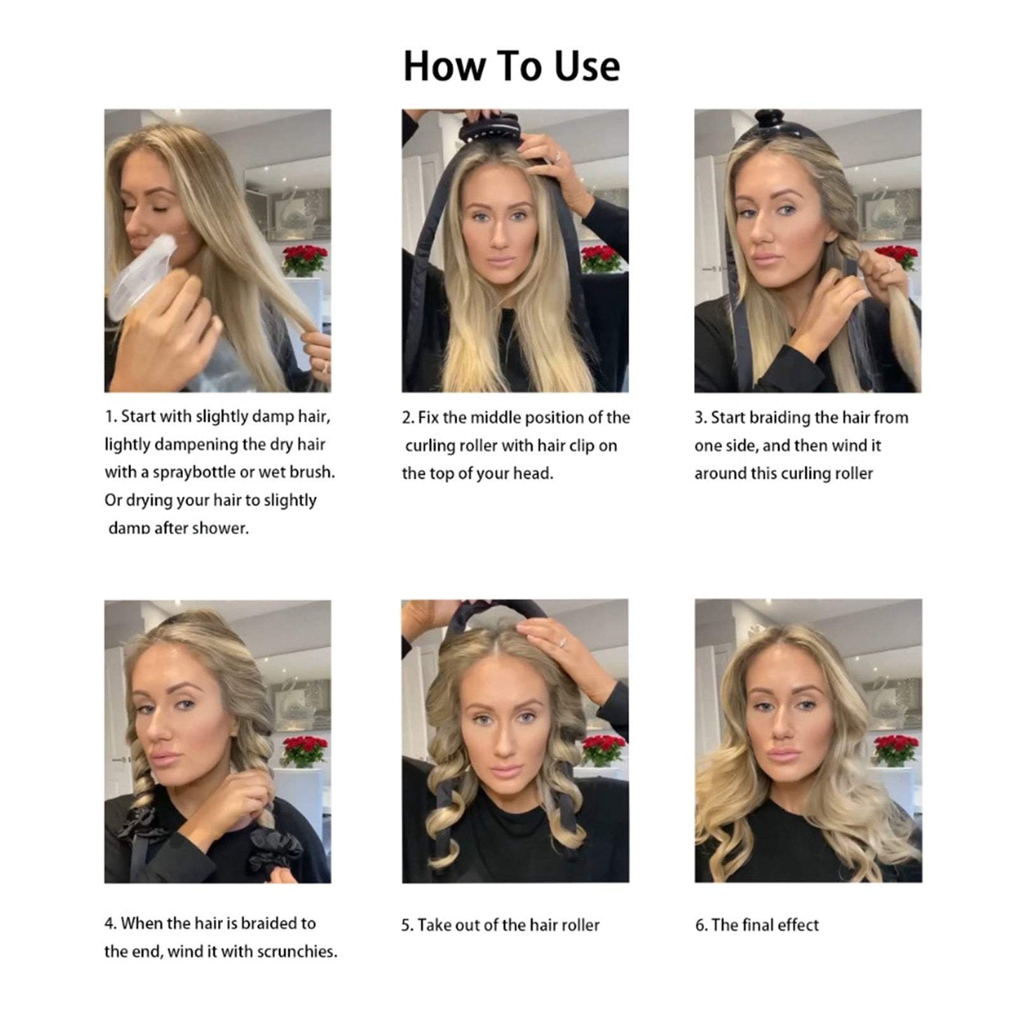 Zīda matu lokotājs ar matu gumijām