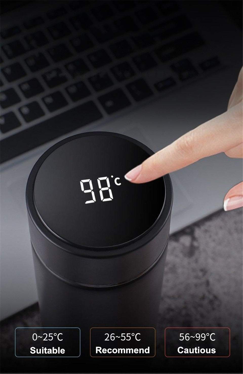 Termokrūze ar temperatūras rādītāju 500ml LCD ekrāns