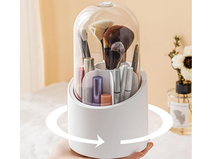 Kosmētikas organizators, grozāms grima otiņas turētājs ar vāku