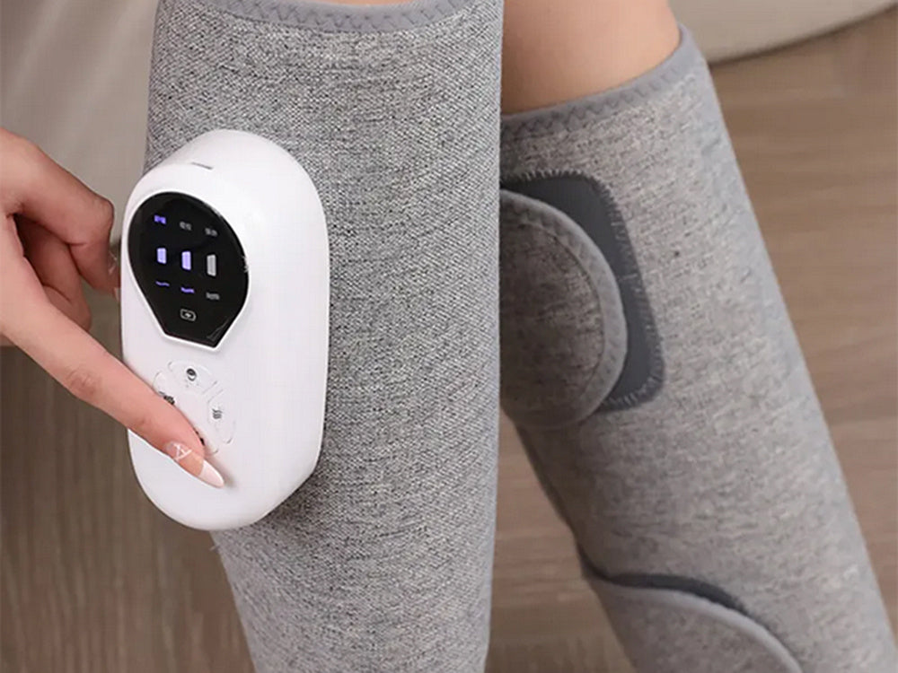 Apsildāms kāju masieris ar ikru gaisa spilvenu un kompresiju