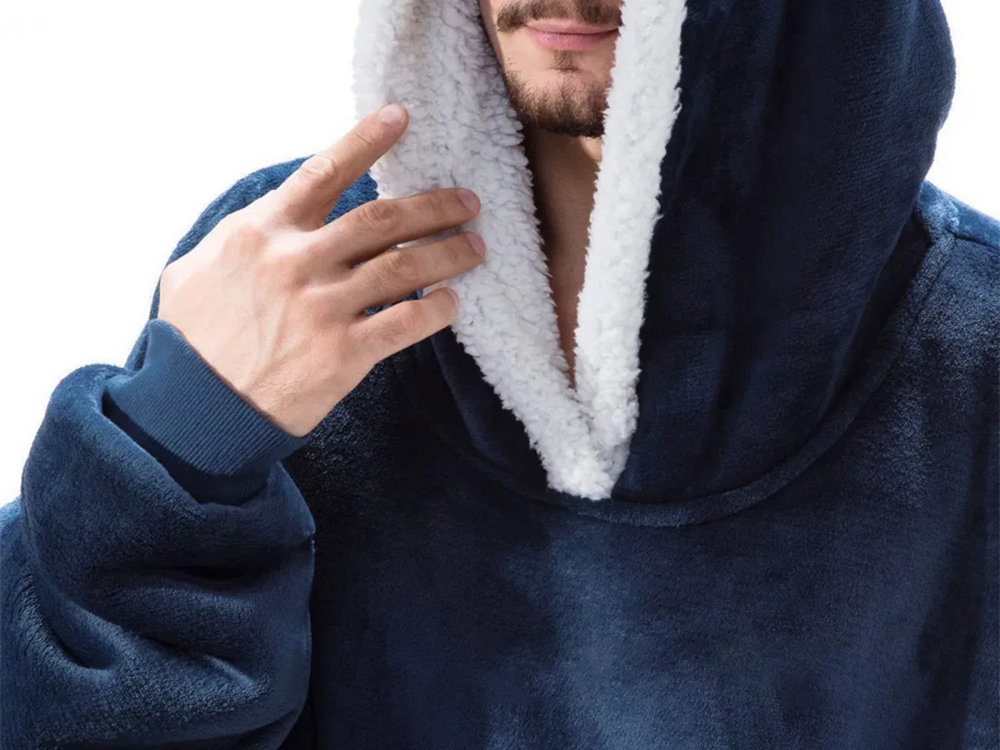 Silts sporta krekls ar lielu segu xxl 2in1 biezu kažokādu un mīkstu kapuci halāts