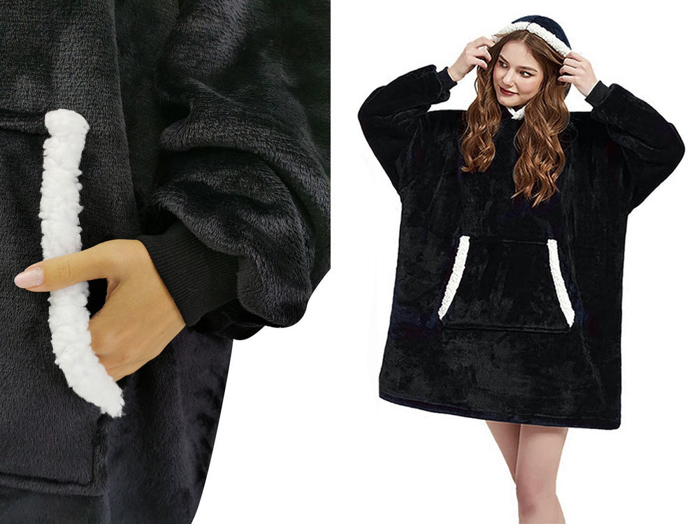 Silts sporta krekls ar lielu segu xxl 2in1 biezu kažokādu un mīkstu kapuci halāts