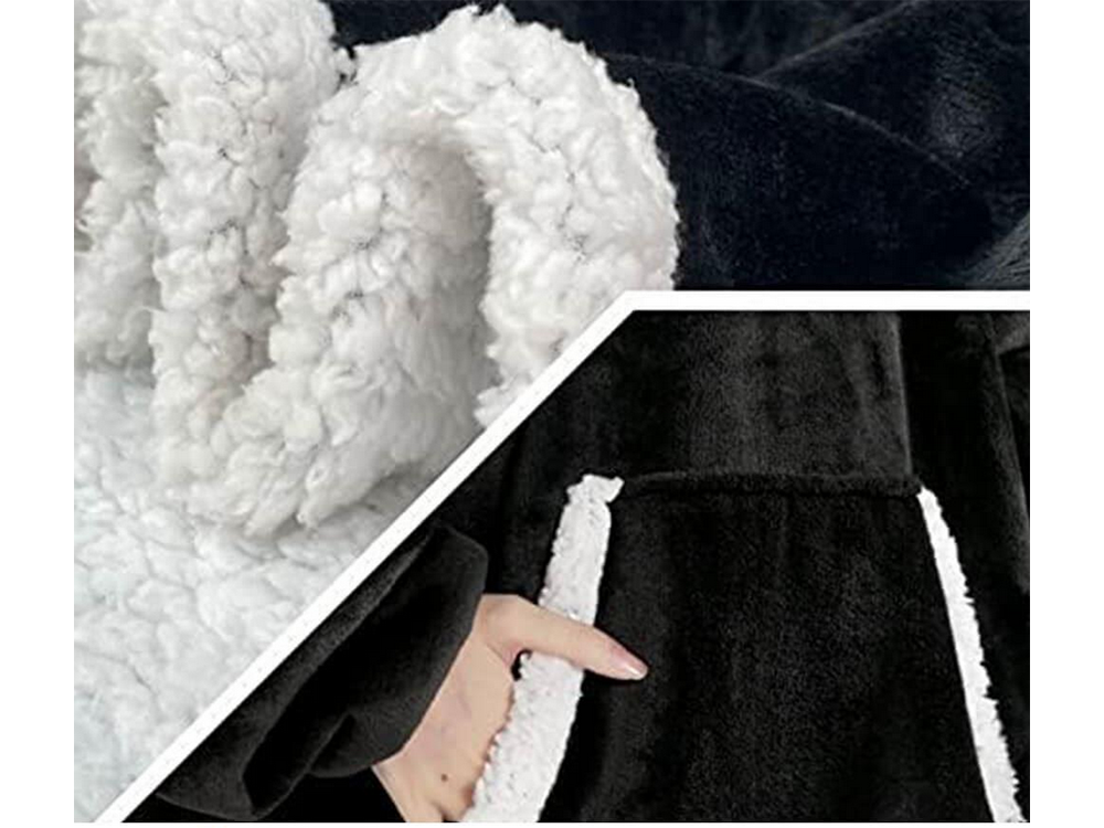 Silts sporta krekls ar lielu segu xxl 2in1 biezu kažokādu un mīkstu kapuci halāts