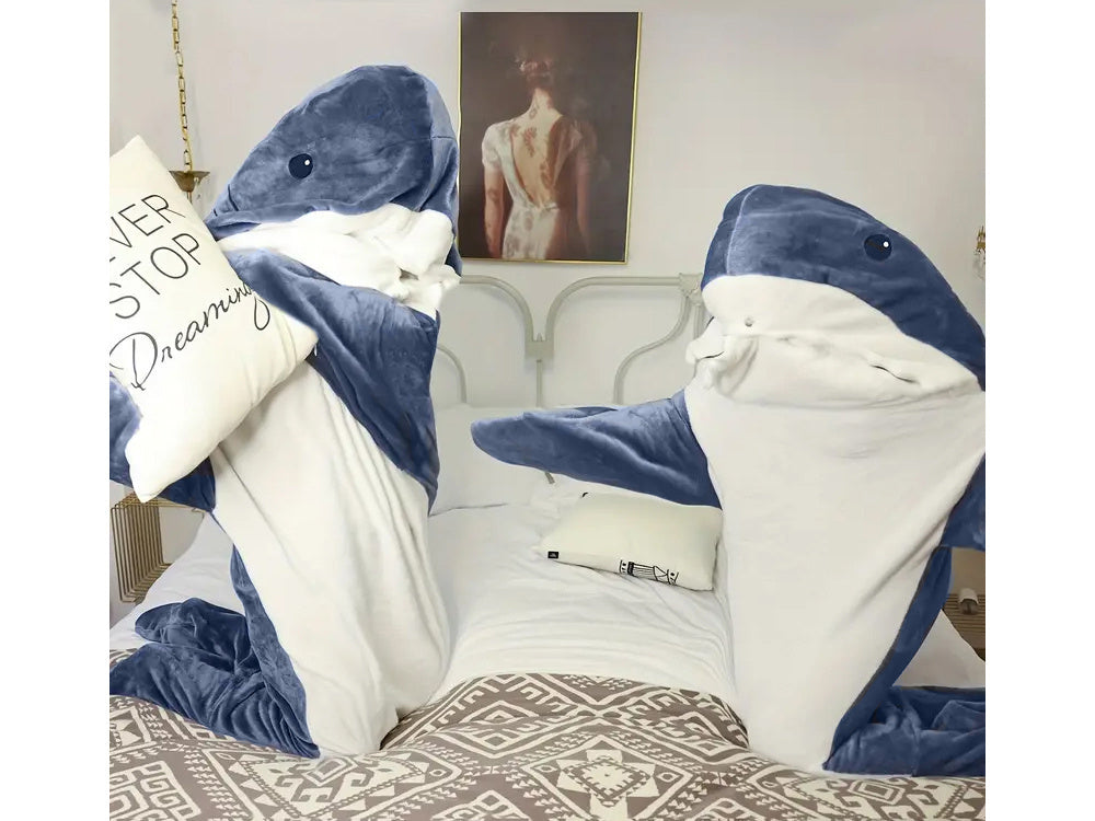 Haizivs segas pidžamas naktsveļas kostīms silts ziemas kapučjakas biezs XL izmērs