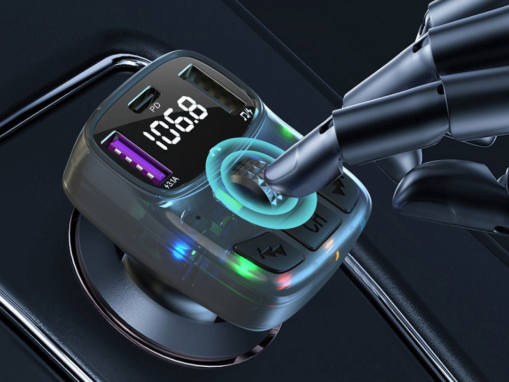 Automašīnas mp3/wma raidītājs 2xusb + usb c bluetooth 5.3 led qc 3.0
