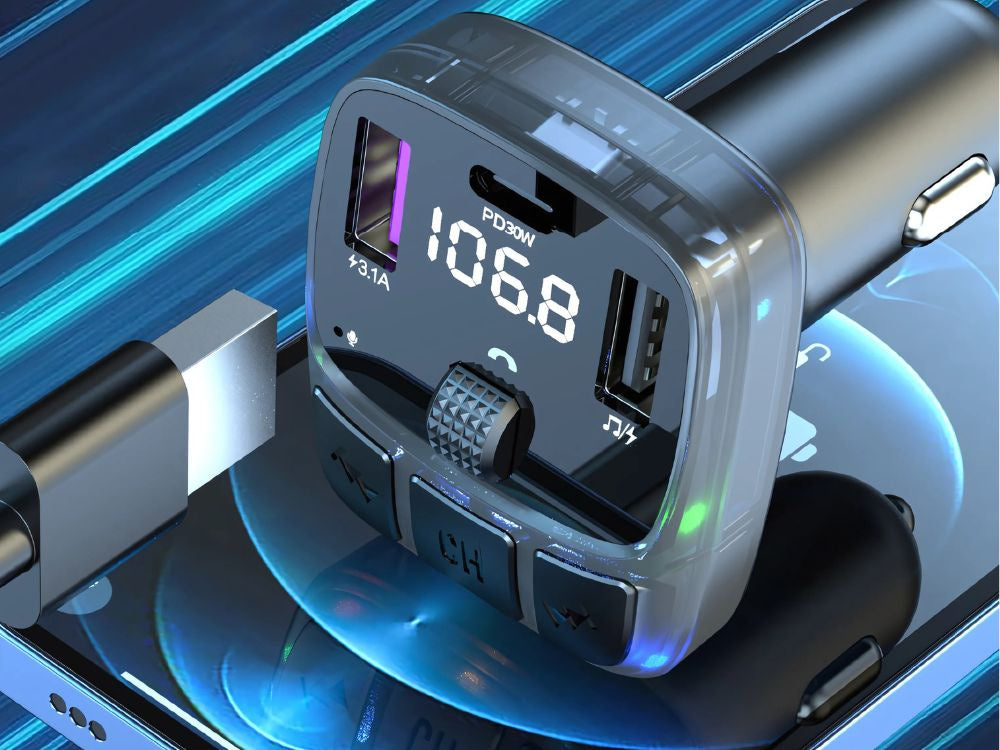 Automašīnas mp3/wma raidītājs 2xusb + usb c bluetooth 5.3 led qc 3.0