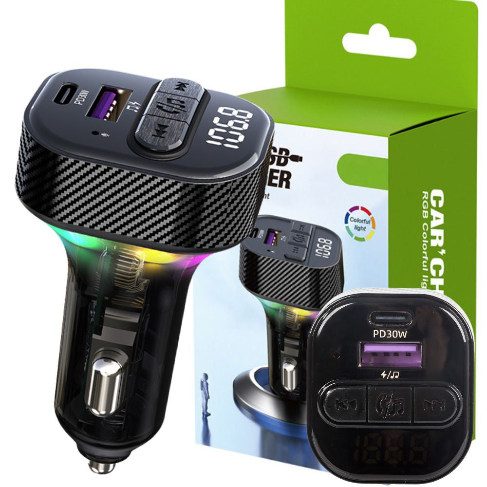 Automašīnas raidītājs FM MP3/WMA USB A+USB C 30W Bluetooth 5.3 LED QC 3.0