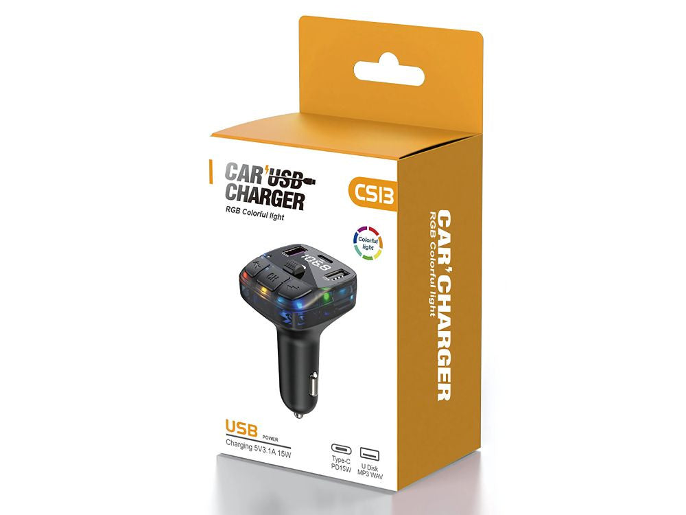 FM mp3 mp3 raidītājs skaļuma regulēšanas ierīce 2 x USB + USB C Bluetooth 5.3 LCD 12V