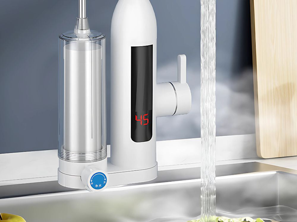 Tūlītējs ūdens sildītājs 3000 W ar filtra krānu LCD virtuves jaucējkrāns