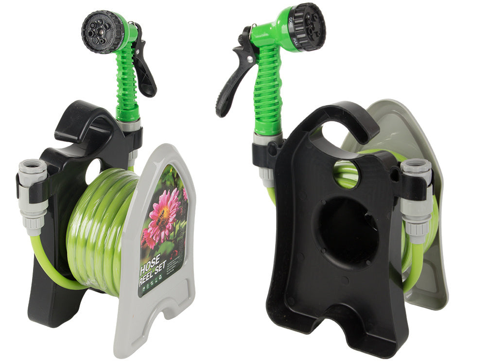 Dārza laistīšanas šļūtene uz statīva ar spirālveida smidzināšanas pistoli 10 m