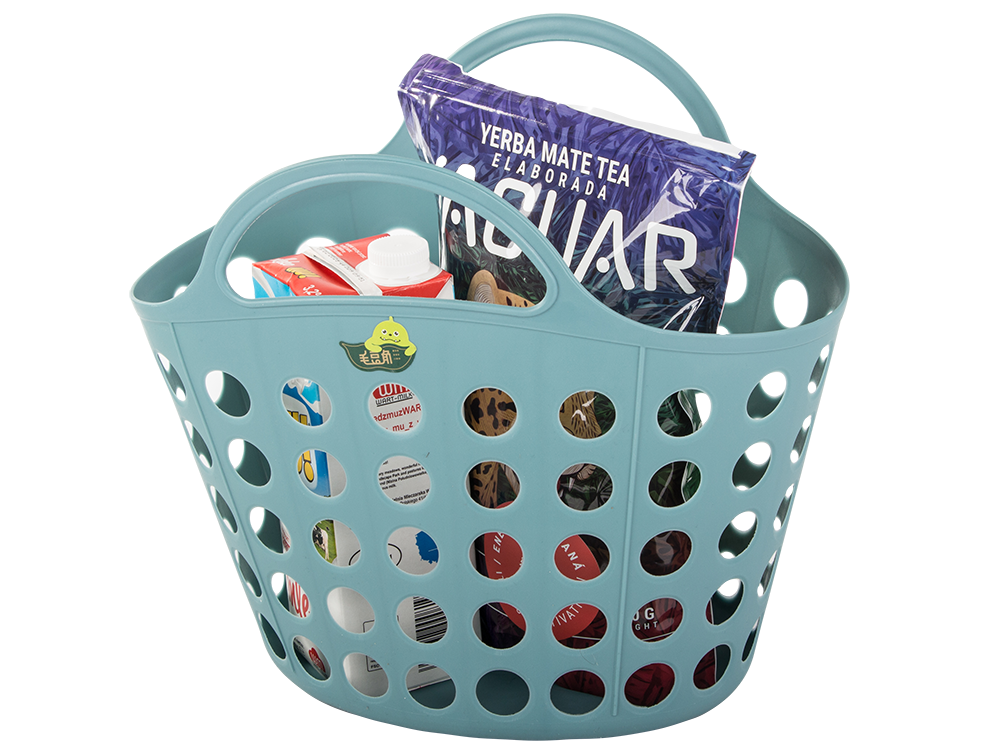 Iepirkumu grozs, ērts sēnēm, dārzeņiem, augļu rokturiem piknikam