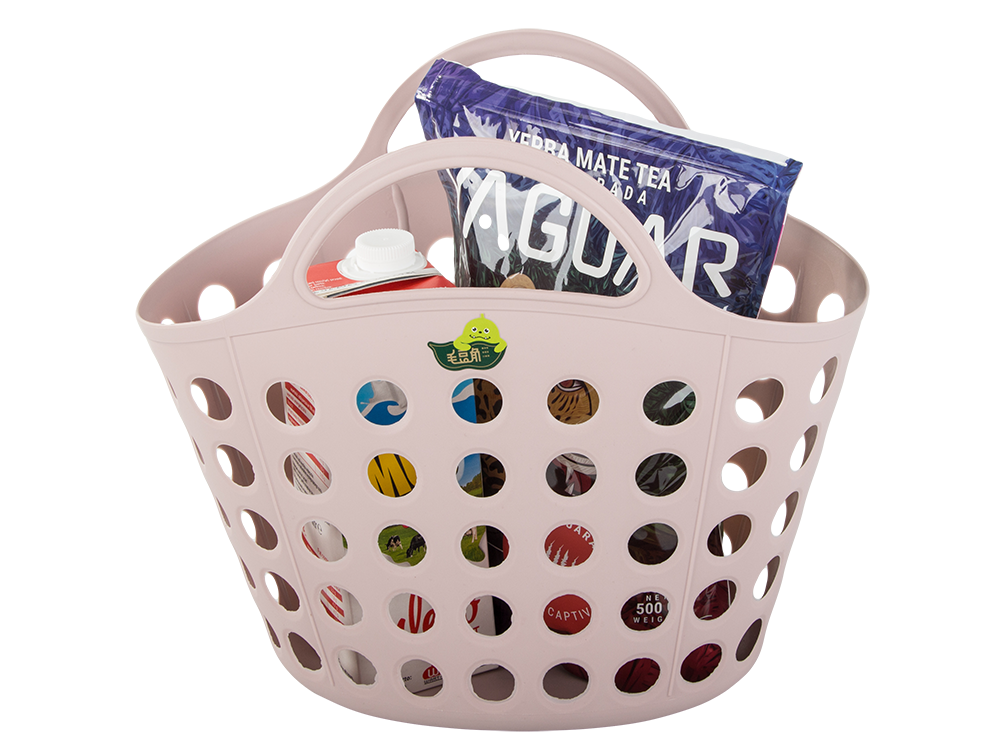 Iepirkumu grozs, ērts sēnēm, dārzeņiem, augļu rokturiem piknikam