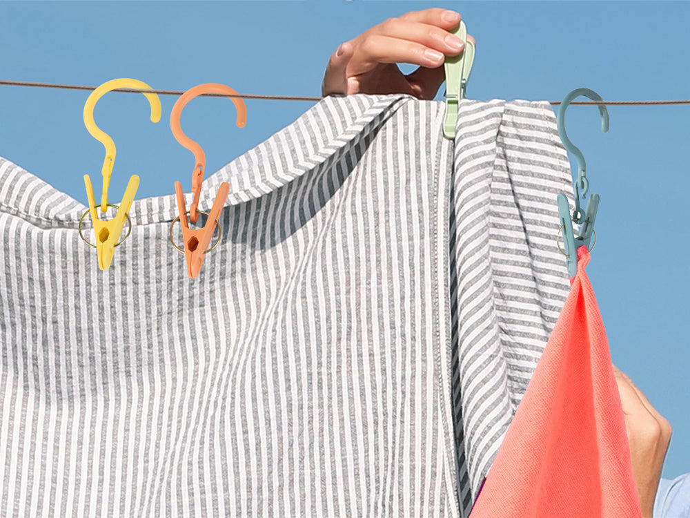 3 veļas žāvēšanas klipšu komplekts ar āķiem